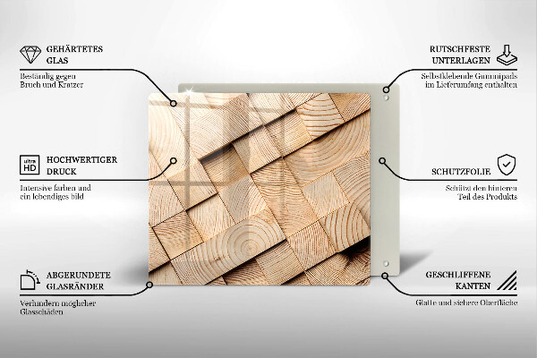 Glas Ceranfeldabdeckung Holzquadrate