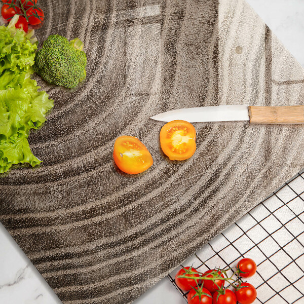 Glas Herdabdeckplatte Holzringe