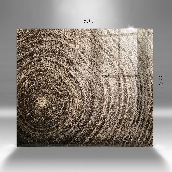 Glas Herdabdeckplatte Holzringe