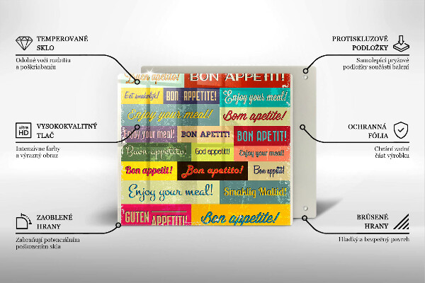 Glas Herdabdeckplatte Untertitel Guten Appetit Sprachen