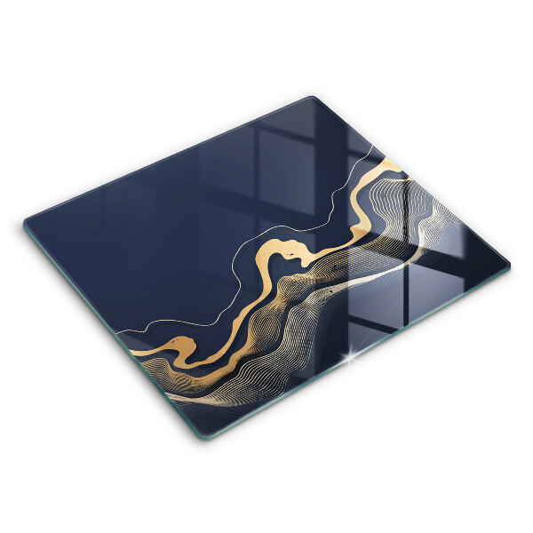 Glas Herdabdeckplatte Abstrakte goldene Linien