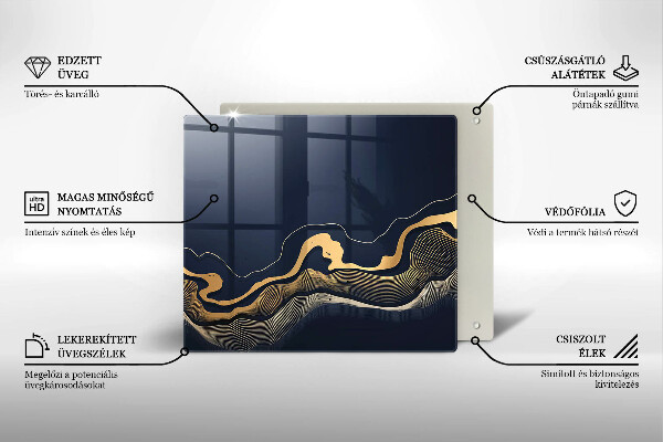 Glas Herdabdeckplatte Abstrakte goldene Linien