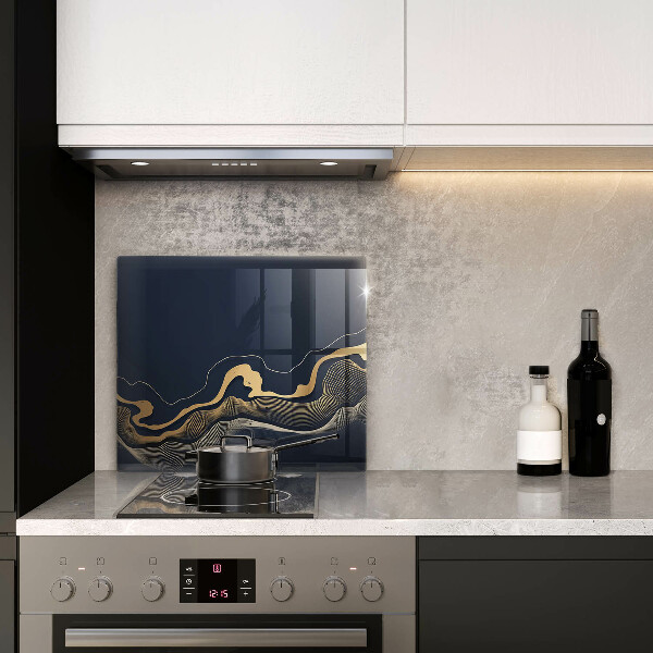 Glas Herdabdeckplatte Abstrakte goldene Linien