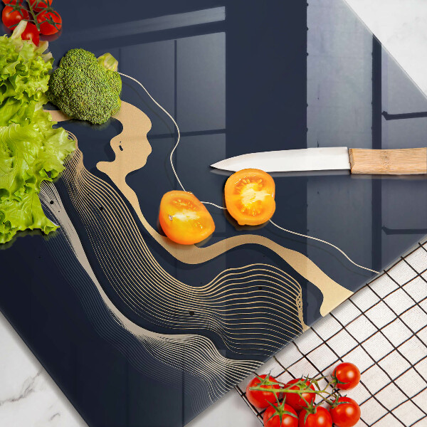 Glas Herdabdeckplatte Abstrakte goldene Linien