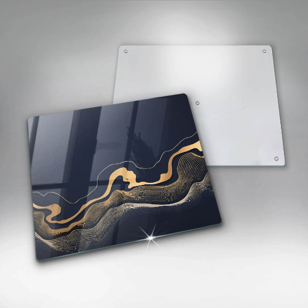 Glas Herdabdeckplatte Abstrakte goldene Linien