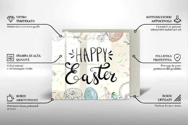 Glas Herdabdeckplatte Happy Easter