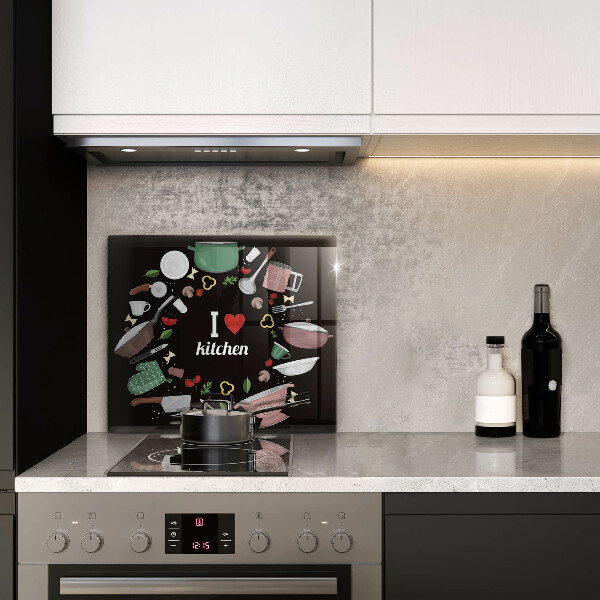 Glas Herdabdeckplatte Illustration Ich liebe Küche