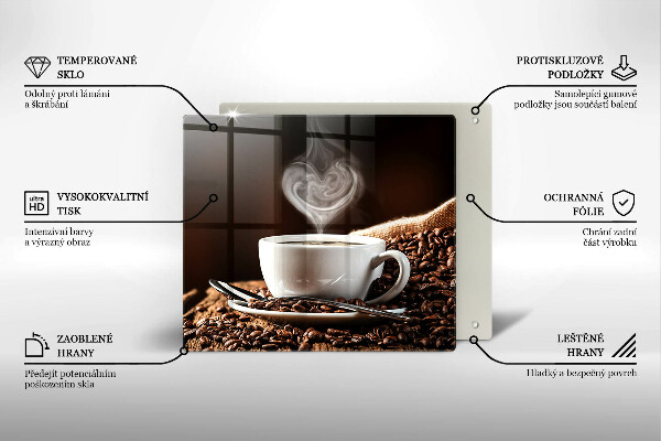 Glas Ceranfeldabdeckung Kaffee und eine Tasse