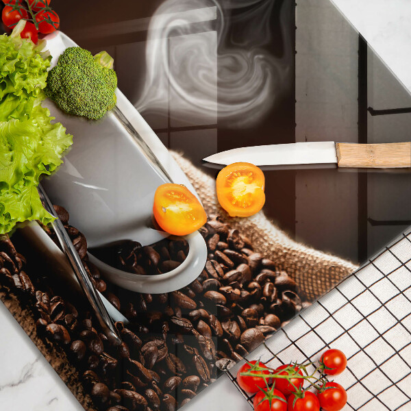 Glas Ceranfeldabdeckung Kaffee und eine Tasse