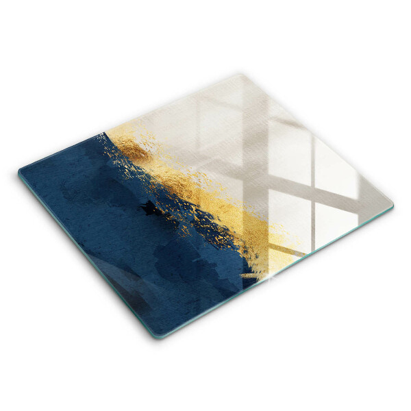 Glas Herdabdeckplatte Goldabstraktion