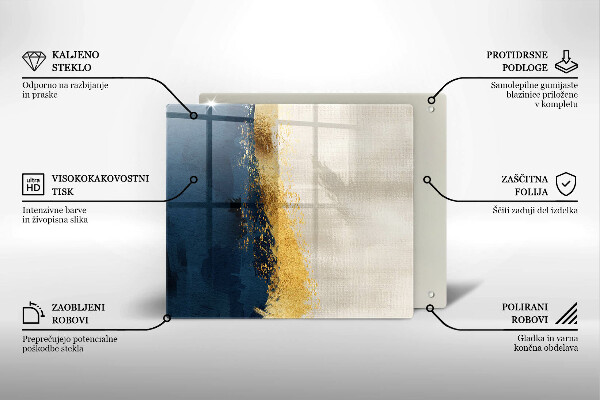 Glas Herdabdeckplatte Goldabstraktion
