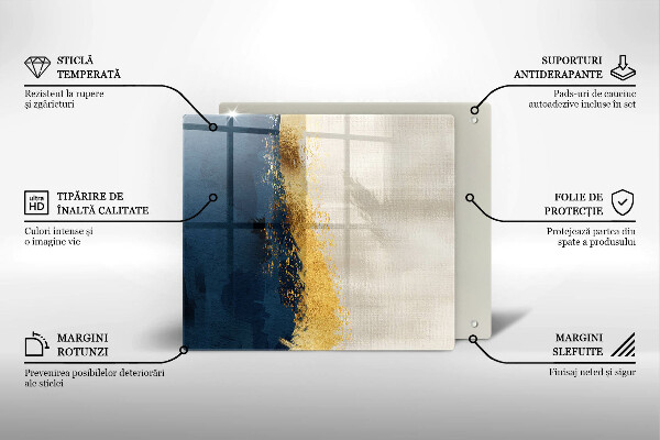 Glas Herdabdeckplatte Goldabstraktion