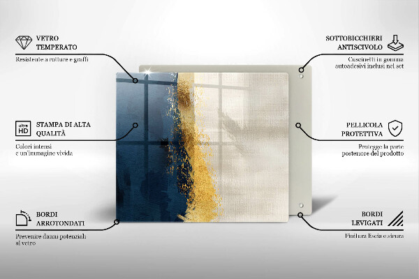 Glas Herdabdeckplatte Goldabstraktion