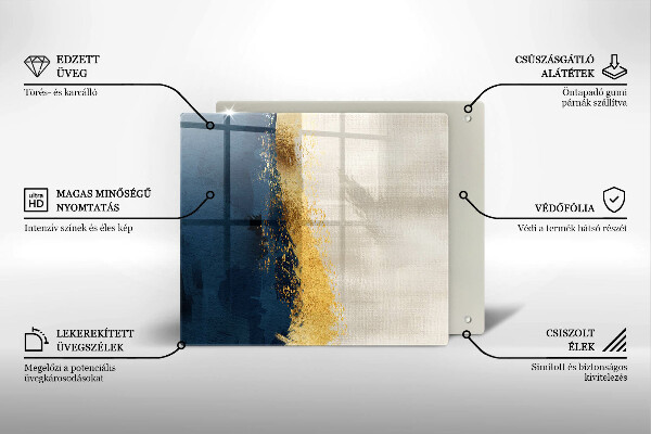 Glas Herdabdeckplatte Goldabstraktion