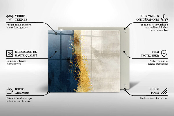 Glas Herdabdeckplatte Goldabstraktion