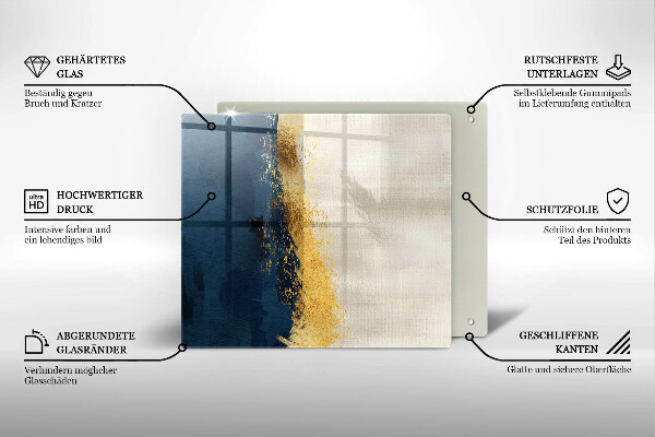 Glas Herdabdeckplatte Goldabstraktion