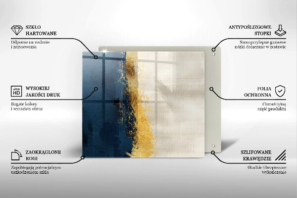 Glas Herdabdeckplatte Goldabstraktion