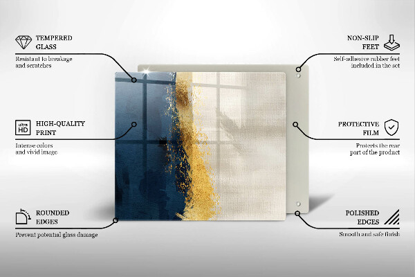 Glas Herdabdeckplatte Goldabstraktion