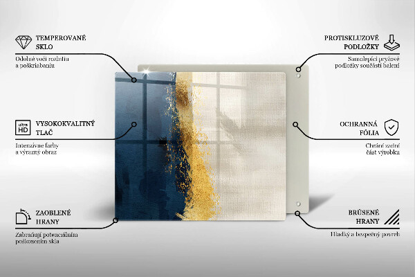 Glas Herdabdeckplatte Goldabstraktion