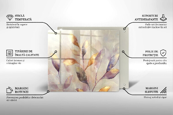 Glas Ceranfeldabdeckung Bemalte Boho-Blätter