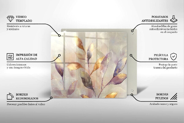 Glas Ceranfeldabdeckung Bemalte Boho-Blätter