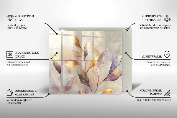 Glas Ceranfeldabdeckung Bemalte Boho-Blätter