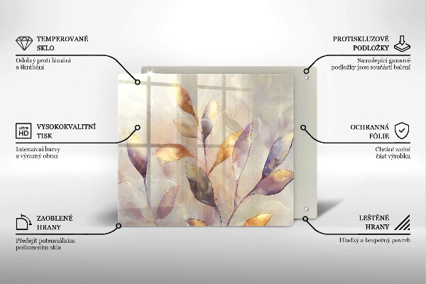 Glas Ceranfeldabdeckung Bemalte Boho-Blätter