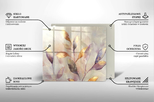 Glas Ceranfeldabdeckung Bemalte Boho-Blätter