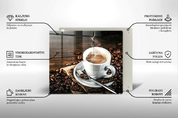 Glas Ceranfeldabdeckung Tasse und Kaffeebohnen