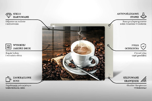 Glas Ceranfeldabdeckung Tasse und Kaffeebohnen