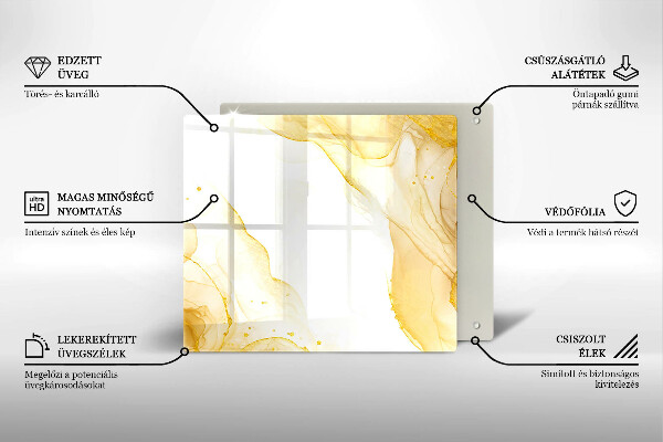 Glas Herdabdeckplatte Goldene Abstraktion