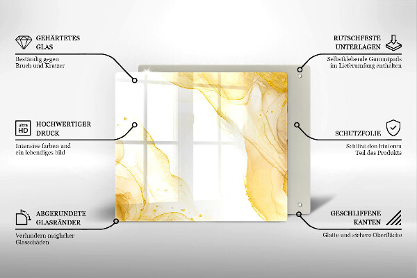 Glas Herdabdeckplatte Goldene Abstraktion