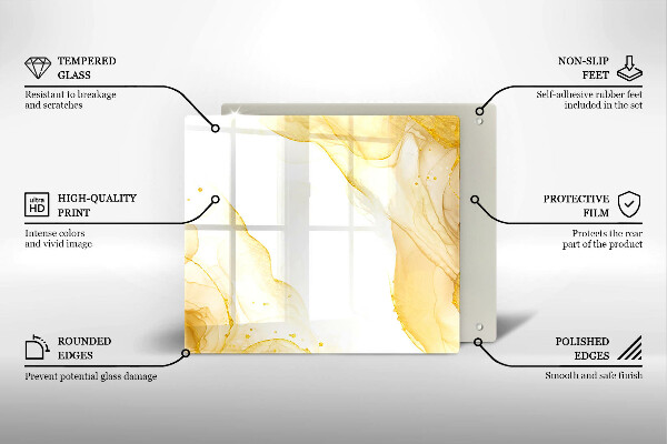 Glas Herdabdeckplatte Goldene Abstraktion