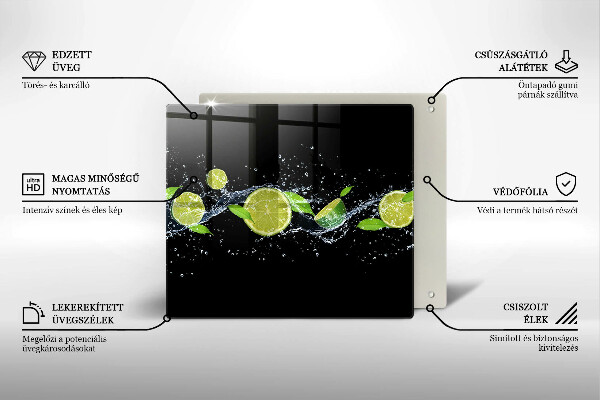 Glas Herdabdeckplatte Limetten-Minz-Wasser