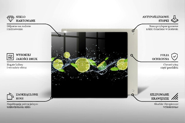 Glas Herdabdeckplatte Limetten-Minz-Wasser