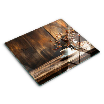Glas Ceranfeldabdeckung Kaffeetasse und Holz