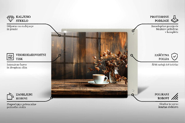 Glas Ceranfeldabdeckung Kaffeetasse und Holz