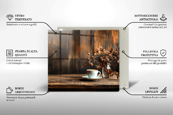 Glas Ceranfeldabdeckung Kaffeetasse und Holz