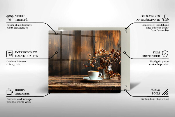 Glas Ceranfeldabdeckung Kaffeetasse und Holz