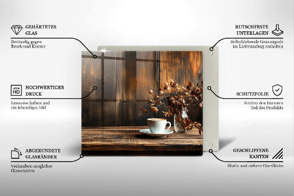 Glas Ceranfeldabdeckung Kaffeetasse und Holz
