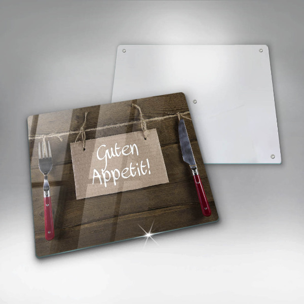 Glas Herdabdeckplatte Inschrift Guten Apetit auf Tafeln