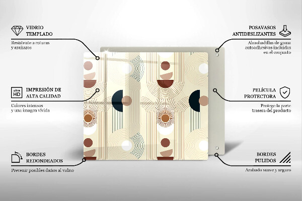Glas Herdabdeckplatte Boho-Geometrieformen