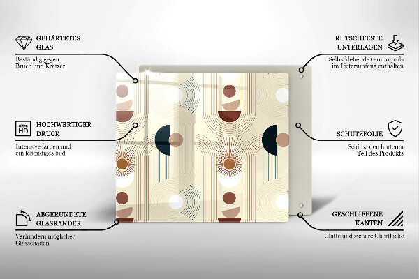 Glas Herdabdeckplatte Boho-Geometrieformen