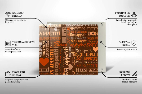 Glas Herdabdeckplatte Untertitel Bon appetit