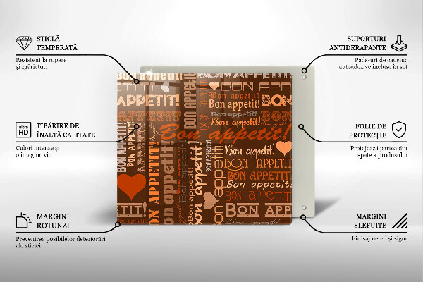 Glas Herdabdeckplatte Untertitel Bon appetit