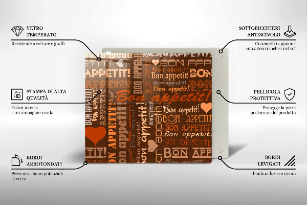 Glas Herdabdeckplatte Untertitel Bon appetit