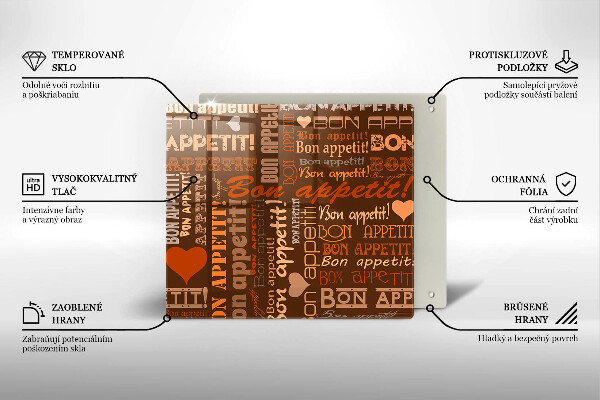 Glas Herdabdeckplatte Untertitel Bon appetit