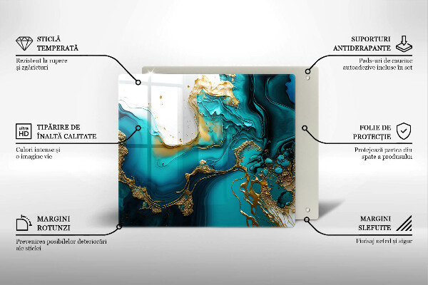Glas Ceranfeldabdeckung Türkisfarbene Abstraktion