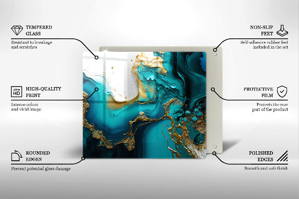 Glas Ceranfeldabdeckung Türkisfarbene Abstraktion