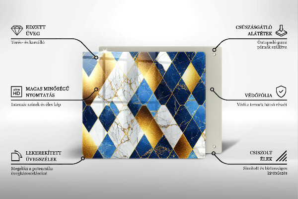 Glas Ceranfeldabdeckung Goldene Marmorrauten